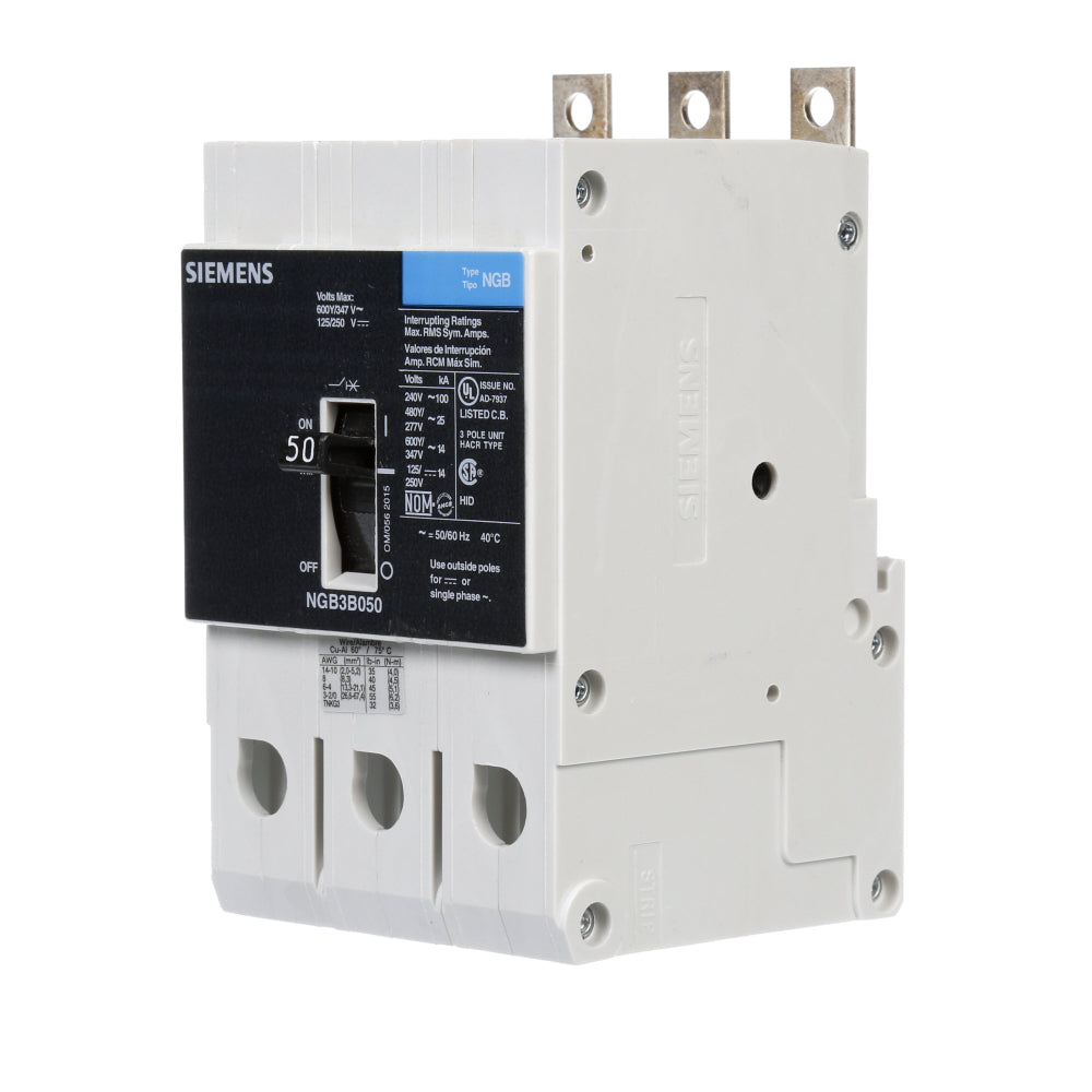 NGB3B050B - SIemens Bolt-On 50 Amp 3 Pole Circuit Breaker - Essential Electric Supply