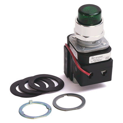 Allen-Bradley 800T-QTH2G Pilot Light Push Button | 30mm Green Lens Push-to-Test 12-130V AC/DC LED IP65 800T