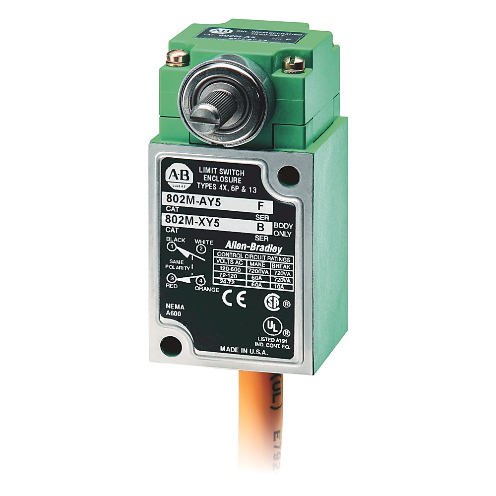 Allen-Bradley 802M-AY16 Limit Switch | Rotary Lever Spring Return 16-Foot Cable