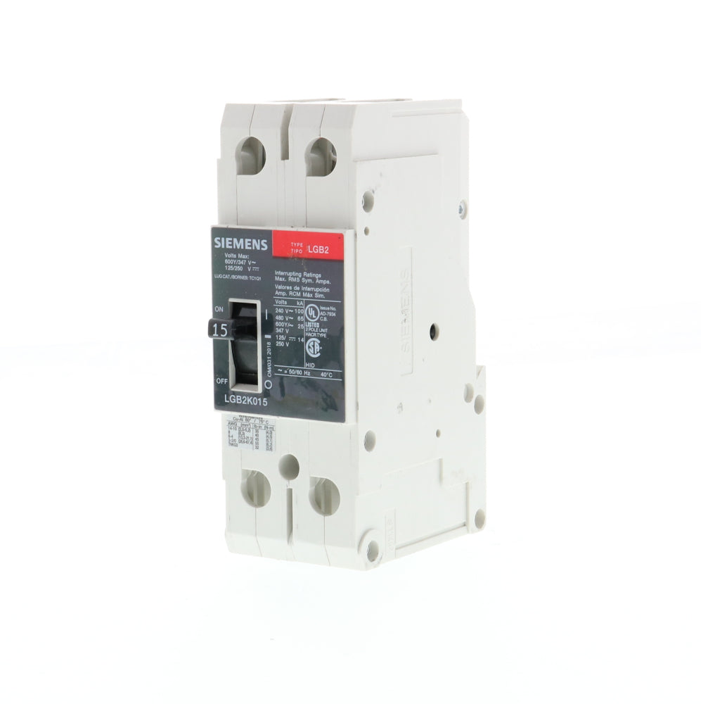 LGB2K015B - SIemens Bolt-On 15 Amp 2 Pole Circuit Breaker - Essential Electric Supply