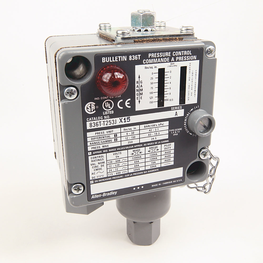 Allen-Bradley 836T-T253J Pressure Switch | Adjustable 12-150 PSI 350 PSI Max