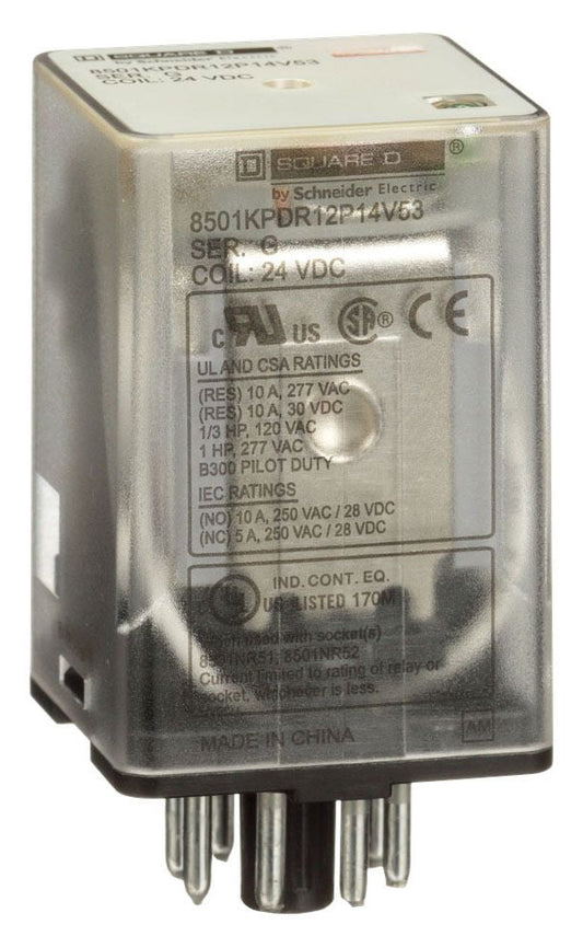 Square D 8501KPDR12P14V53 General purpose relay | DPDT 24V DC 10A 2NO 2NC 8501K Series