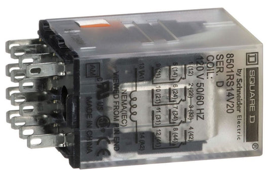 Square D 8501RS14V20 General purpose relay | 4PDT 14 blades 8A 120V AC 8501R