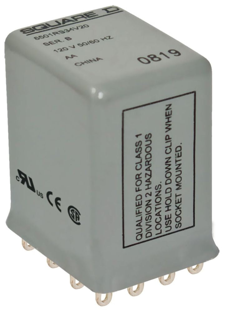 Square D 8501RS34V14 Plug-in Relay | 4PDT 5A 240VAC 24VAC Coil 14-Blade Type R
