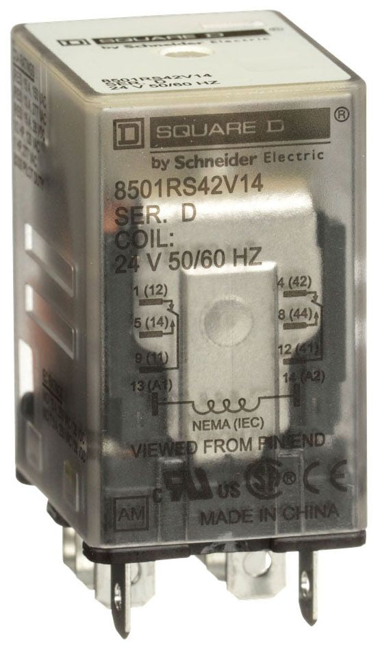 Schneider Electric 8501RS42V14 Relay | SPDT 15A 120V AC 24V AC Harmony 8501R