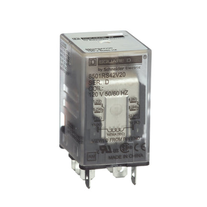 Square D 8501RSD42M1P14V53 Ice Cube Relay | 2PDT 10A 240VAC 24VDC