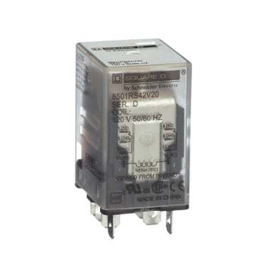 Square D 8501RSD42M1P14V53 Ice Cube Relay | 2PDT 10A 240VAC 24VDC