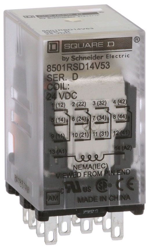 Square D 8501RSD14V53 Fuse Part And Accessory | 0.5 HP 277 VAC 8A 120 VAC 24 VDC 4PDT