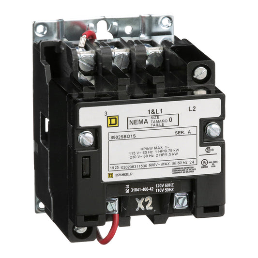 Square D 8502SBO1V02S Contactor | 2P 1P 600V 18A 110VAC