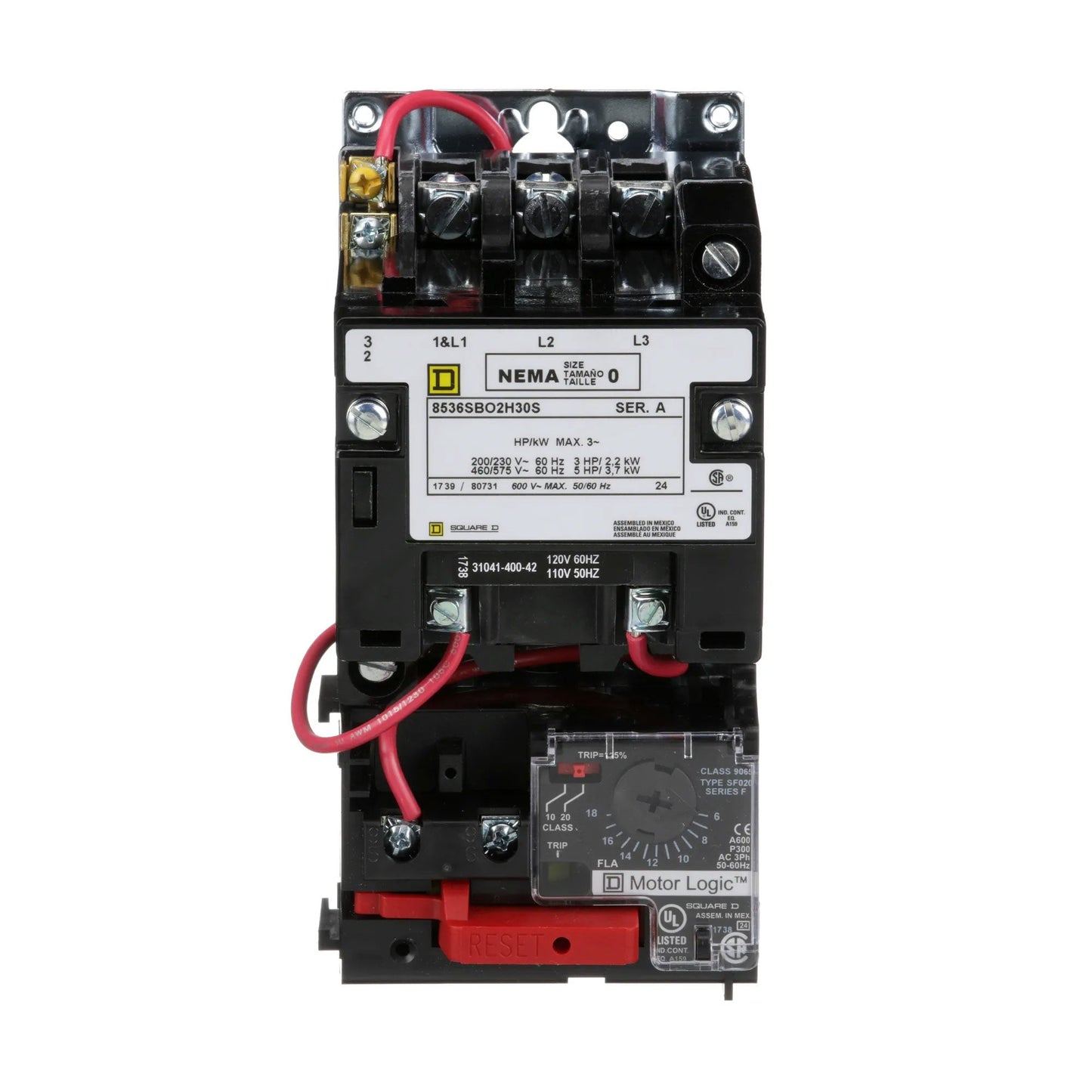 Square D 8536SBO2V02H30S Motor Starter | 3P 3Ph 600V 18A 110V Coil Class 8536