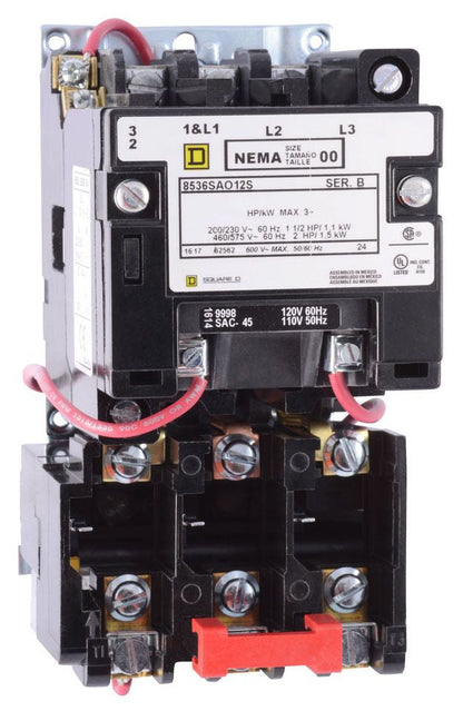 8536SBO2V03 Square D Class 8536 Motor Starter 600V 18A 3 Pole Nema 0 240V Cloil - Essential Electric Supply