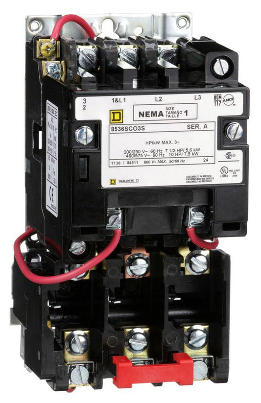 Square D 8536SCO3V03S Motor Starter | 3P 3PH 600V 27A 220V Coil