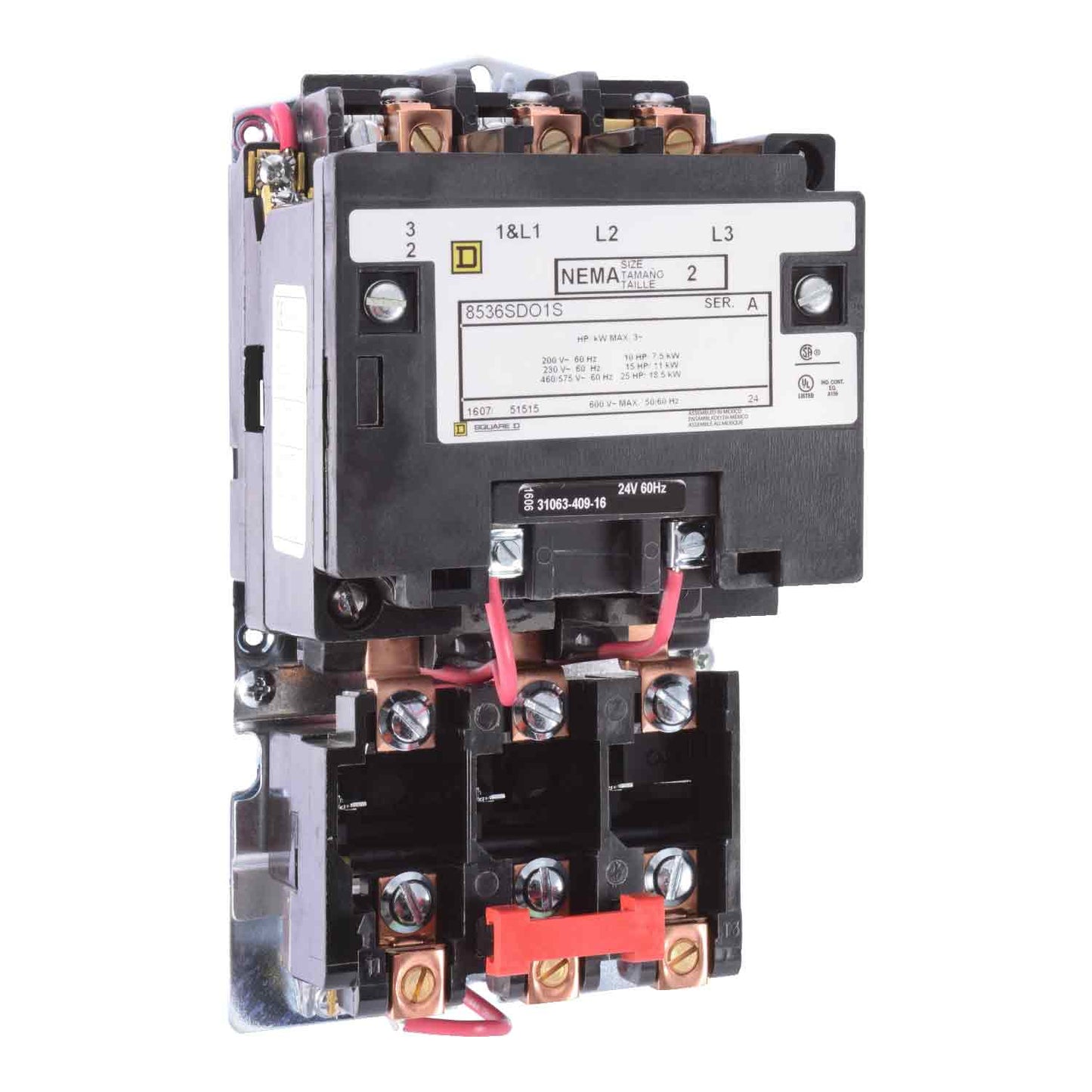 Square D 8536SDO1V03 Motor Starter 3 pole 3 phase 600V 45A 220V coil Class 8536
