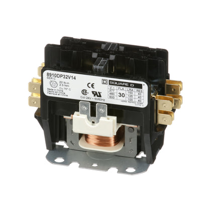 Square D 8910DP32V14 Contactor | 1 phase 600V 30A 24VV coil Class 8910