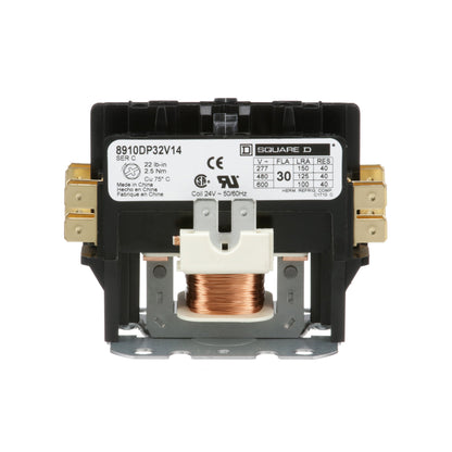 Square D 8910DP32V14 Contactor | 1 phase 600V 30A 24VV coil Class 8910
