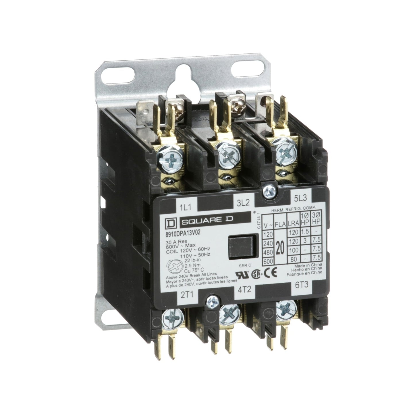 8910DPA13V14 Square D Class 8910 Contactor 600V 20A 24V Coil - Essential Electric Supply