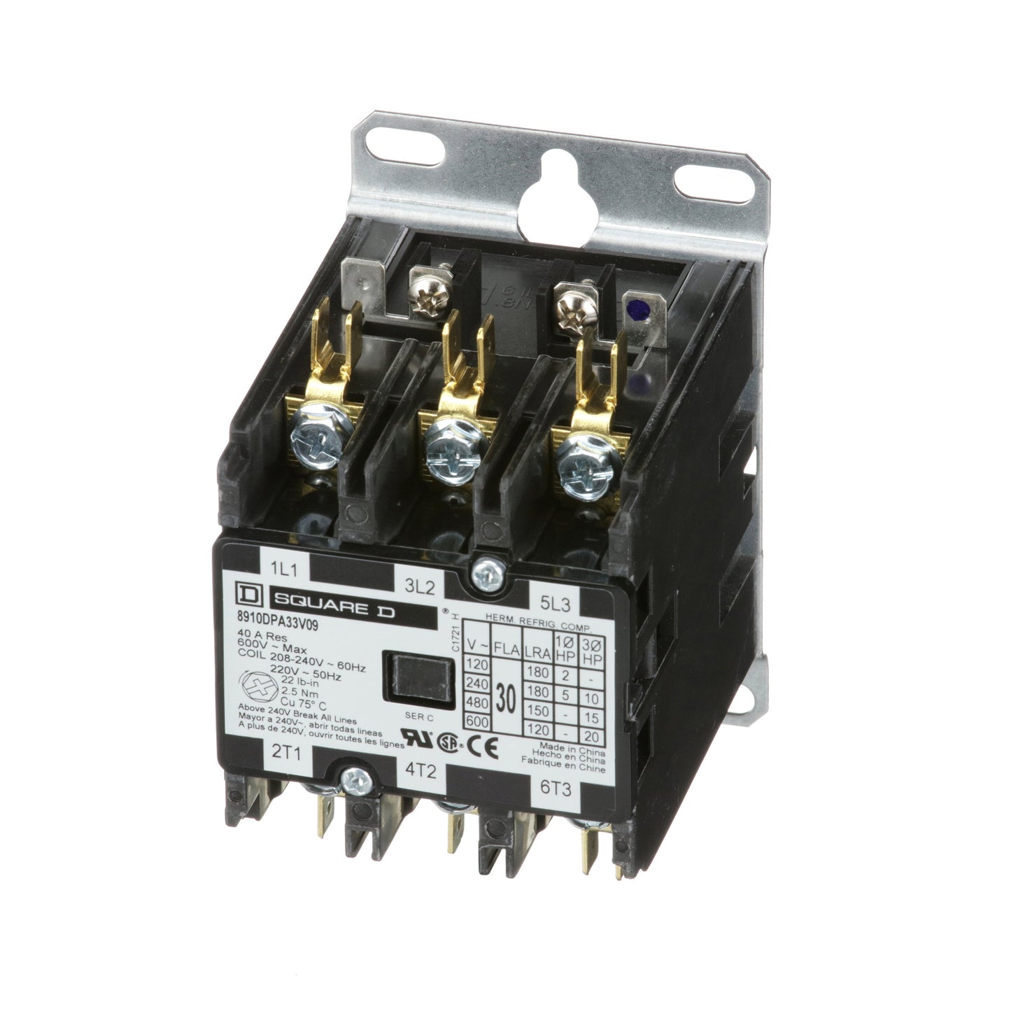 Square D 8910DPA33V09 Contactor | 3P 3PH 600V 30A 220VV Class 8910