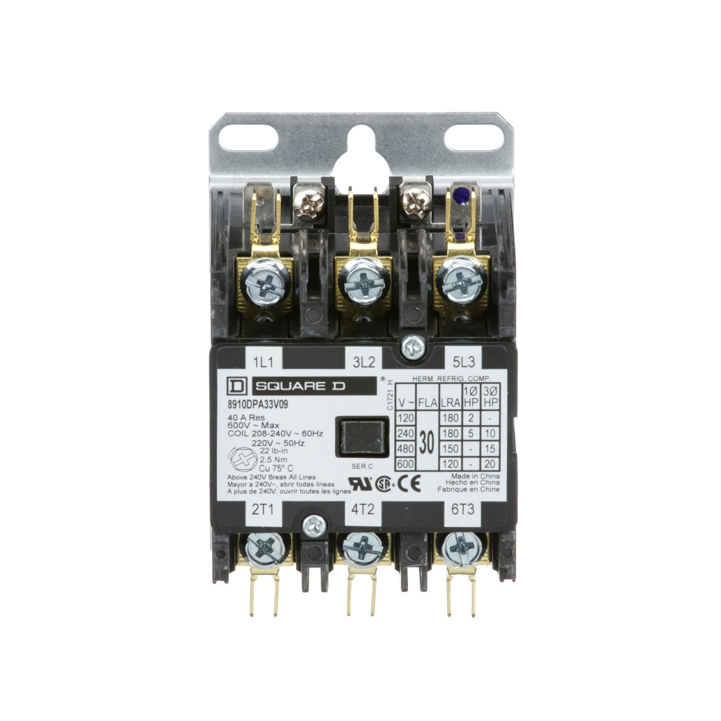 Square D 8910DPA33V09 Contactor | 3P 3PH 600V 30A 220VV Class 8910