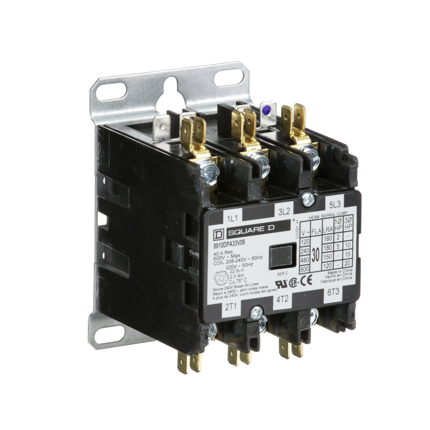Square D 8910DPA33V09 Contactor | 3P 3PH 600V 30A 220VV Class 8910