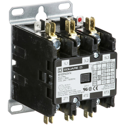 Square D 8910DPA33V14 Contactor | 3P 3Pole 600V 30A 24V Coil Class 8910