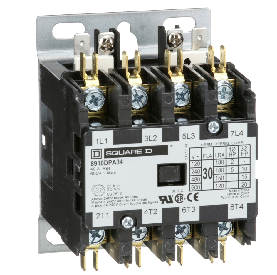 8910DPA34V14 - Square D Definite Purpose Contactor 30A 24V Coil - Essential Electric Supply
