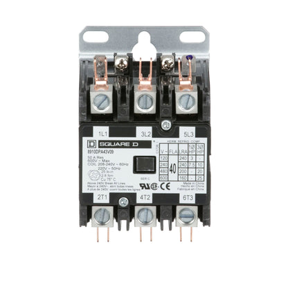 Square D 8910DPA43V09 Contactor 3P 3P 600V 40A 220V Class 8910