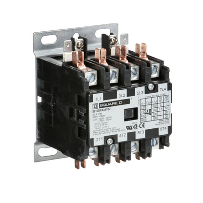 Square D 8910DPA44V02 Contactor 4P 3P 600V 40A 110V Coil Class 8910