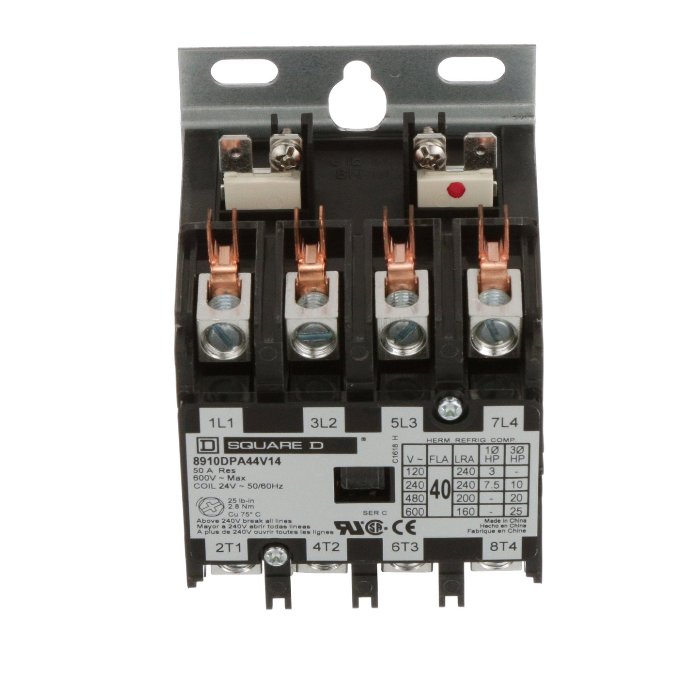 Square D 8910DPA44V14 Contactor 4P 6V 4A 24V Coil Class 8910