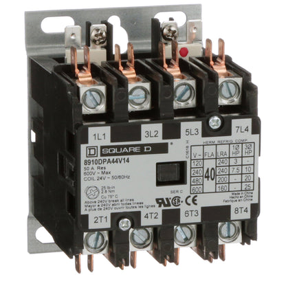 Square D 8910DPA44V14 Contactor 4P 6V 4A 24V Coil Class 8910
