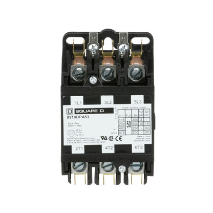 Square D 8910DPA53V02 Contactor | 3P 3Ph 600V 50A 110V Coil Class 8910