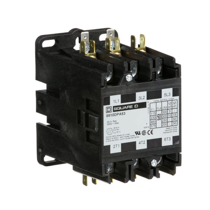 Square D 8910DPA53V14 Contactor | 3P 600V 50A 24V Coil Class 8910