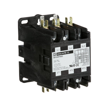 Square D 8910DPA63V09 Contactor | 3P 3P 600V 60A 220V Coil Class 8910