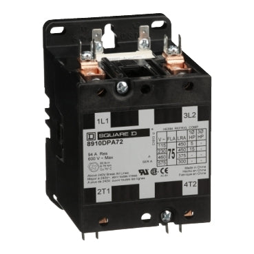 8910DPA72V09 Square D Class 8910 Contactor 600V 75A 240V Coil - Essential Electric Supply