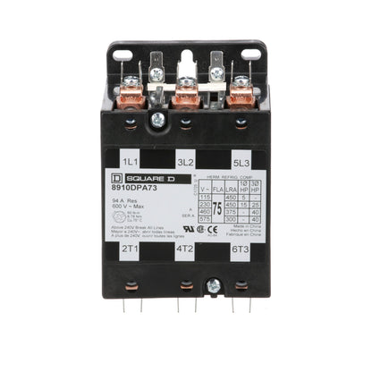 Square D 8910DPA73V02 Contactor | 3P 3PH 600V 75A 110VV Class 8910