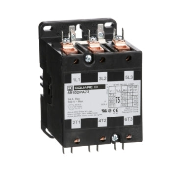 8910DPA73V06 Square D Class 8910 Contactor 600V 75A 480V Coil - Essential Electric Supply