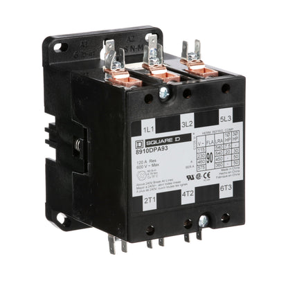 Square D 8910DPA93V02 Contactor 3P 3P 600V 90A 110V Coil Class 8910