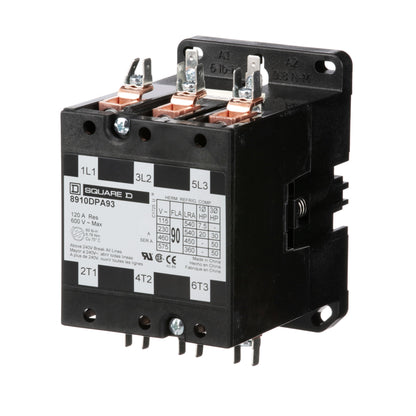 Square D 8910DPA93V02 Contactor 3P 3P 600V 90A 110V Coil Class 8910