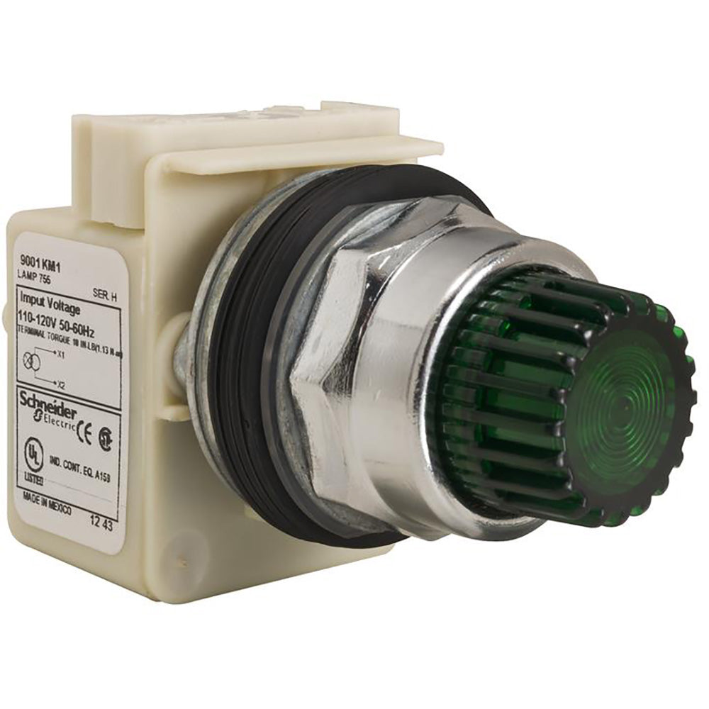 Square D 9001K2L1G Automation | Illuminated Push-Button Head 30mm Green Spring Return 110-120V Harmony 9001K