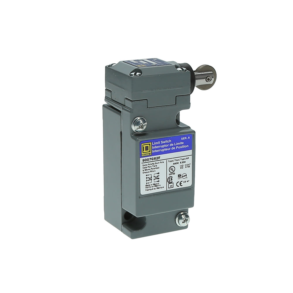 Telemecanique 9007C62F Limit Switch 2-Pole Side Roller Plunger 600V 9007C