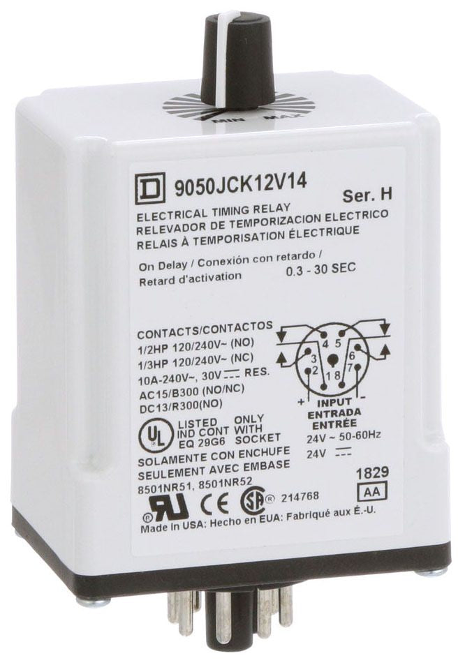 Square D 9050JCK12V14 Timers | 240 VAC 24 VAC/DC 10A JCK
