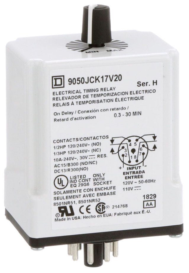 Square D 9050JCK17V20 Timers | 240 VAC 120 VAC 110 VDC Type JCK
