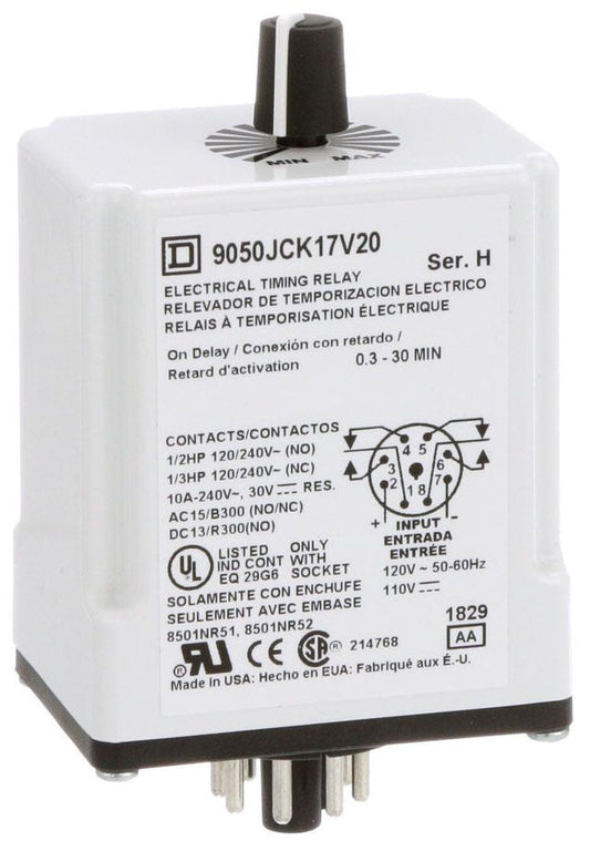 Square D 9050JCK17V20 Timers | 240 VAC 120 VAC 110 VDC Type JCK