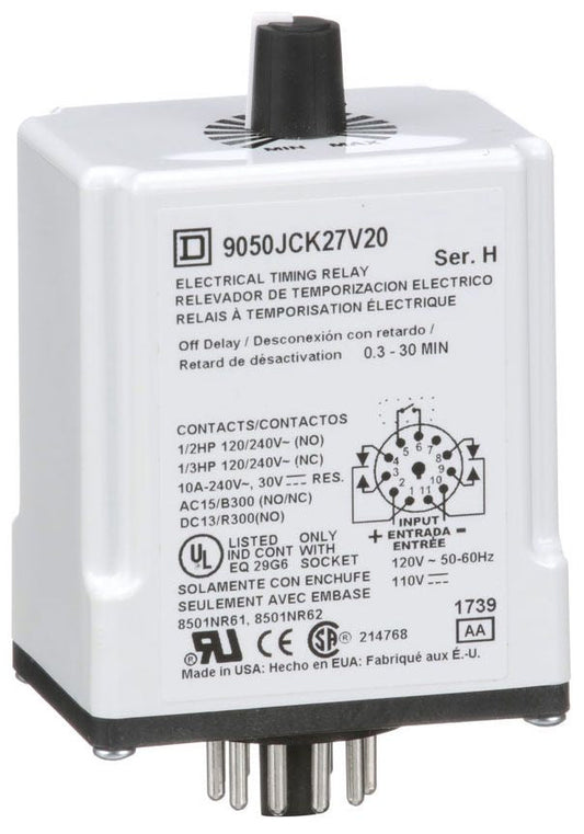 Square D 9050JCK27V20 Timers | 240V AC 120V AC/110V DC 10A Harmony 9050 JCK