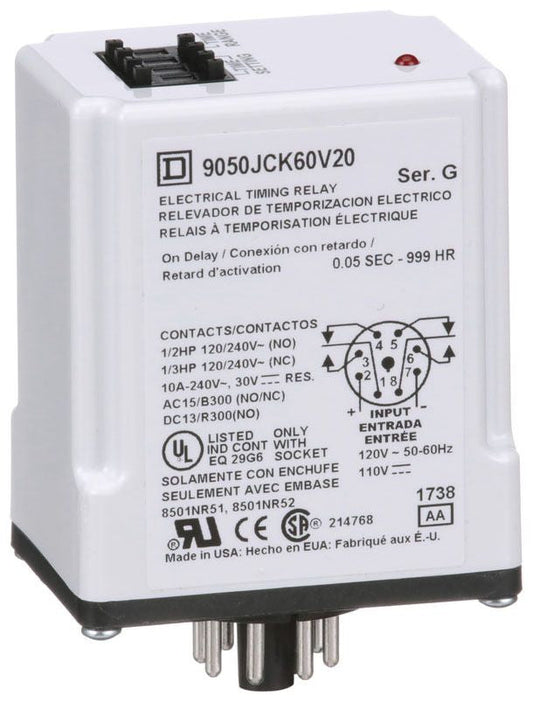 Square D 9050JCK60V20 Timers | 240 VAC Type JCK