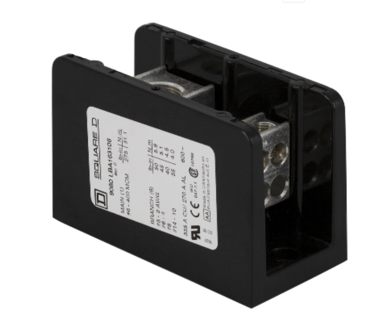 Schneider Electric 9080LBC163106 Power Distribution Block | 1 Pole 1 Line 6 Load 380A CU 600V Linergy