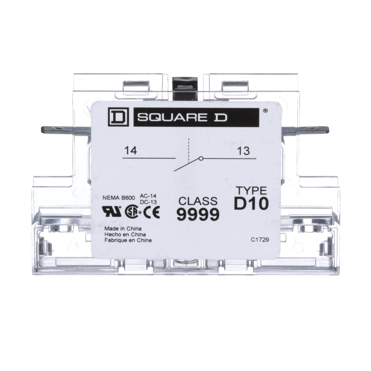 Square D 9999D10 Contactor And Motor Starter Auxiliary | 600 V AC 1NO Class 9999