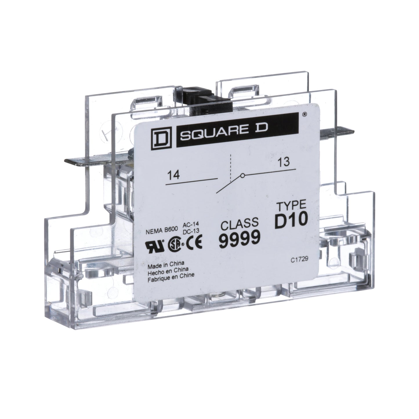 Square D 9999D10 Contactor And Motor Starter Auxiliary | 600 V AC 1NO Class 9999