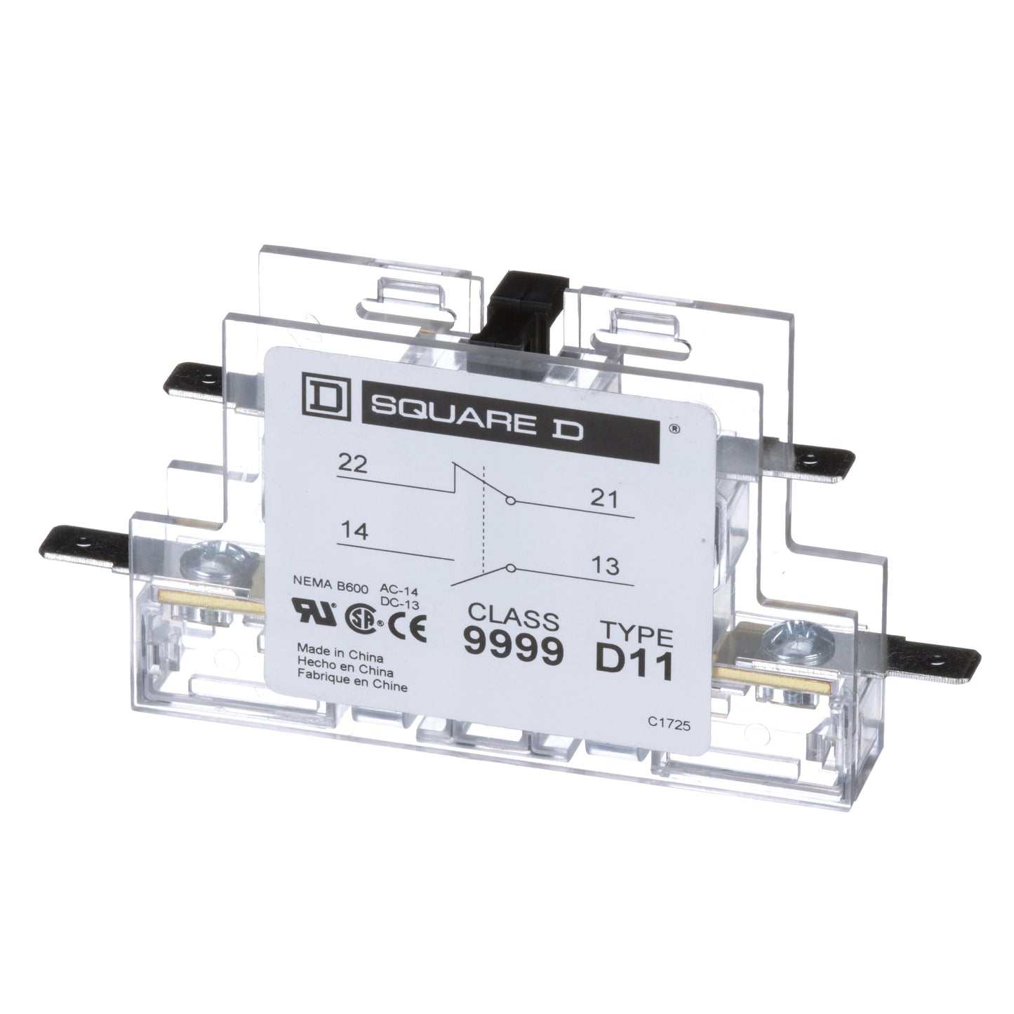 Square D 9999D11 Contactor And Motor Starter Auxiliary | 600 V AC 1NO/1NC Class 9999