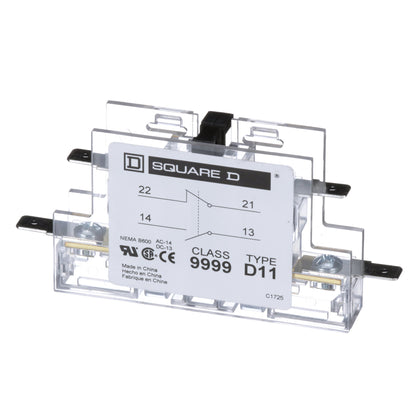 Square D 9999D11 Contactor And Motor Starter Auxiliary | 600 V AC 1NO/1NC Class 9999