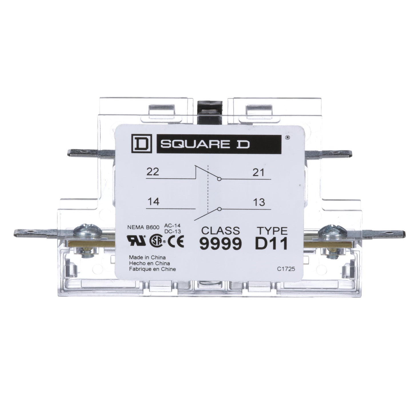 Square D 9999D11 Contactor And Motor Starter Auxiliary | 600 V AC 1NO/1NC Class 9999